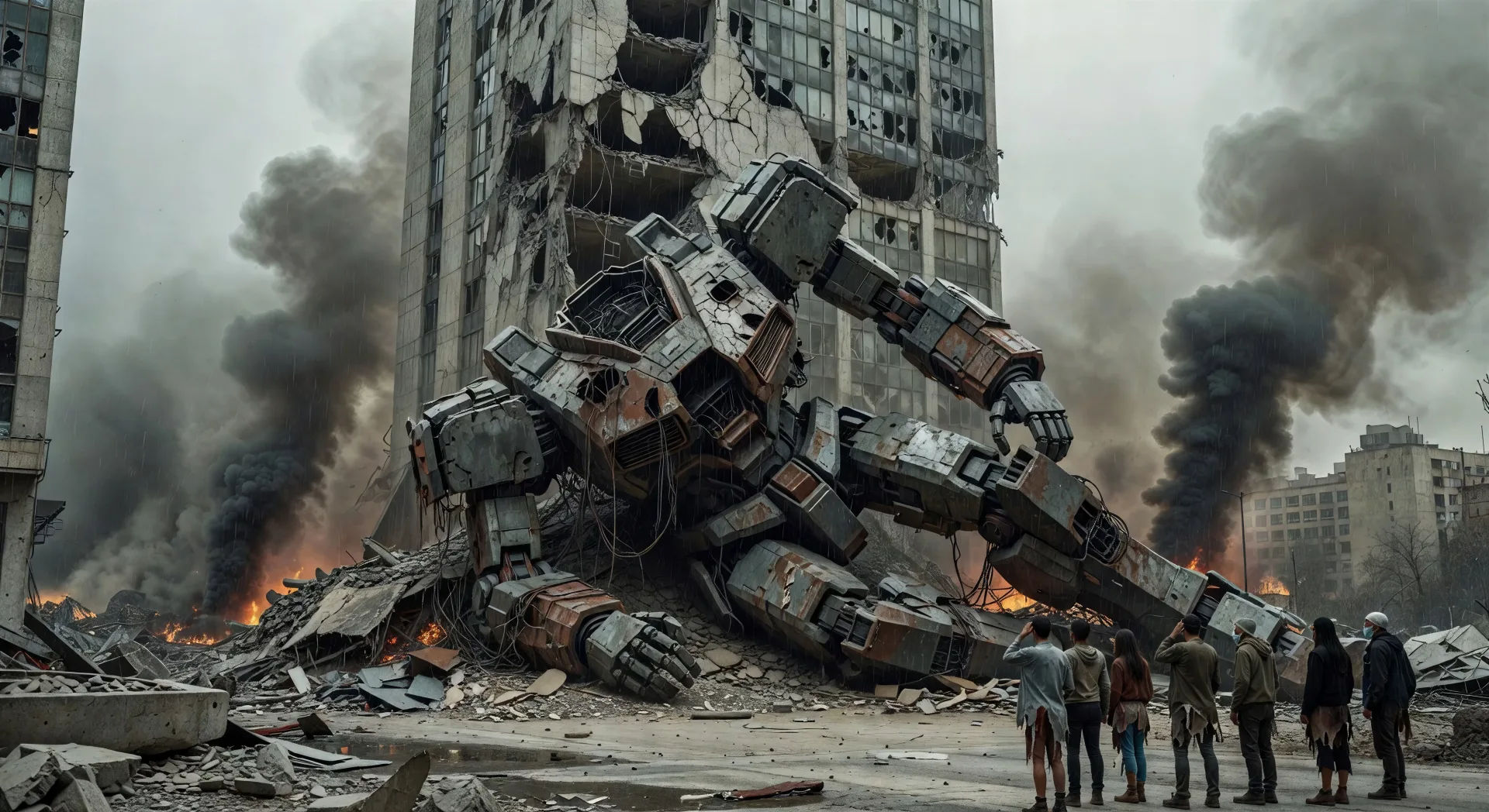 City-scale battle aftermath