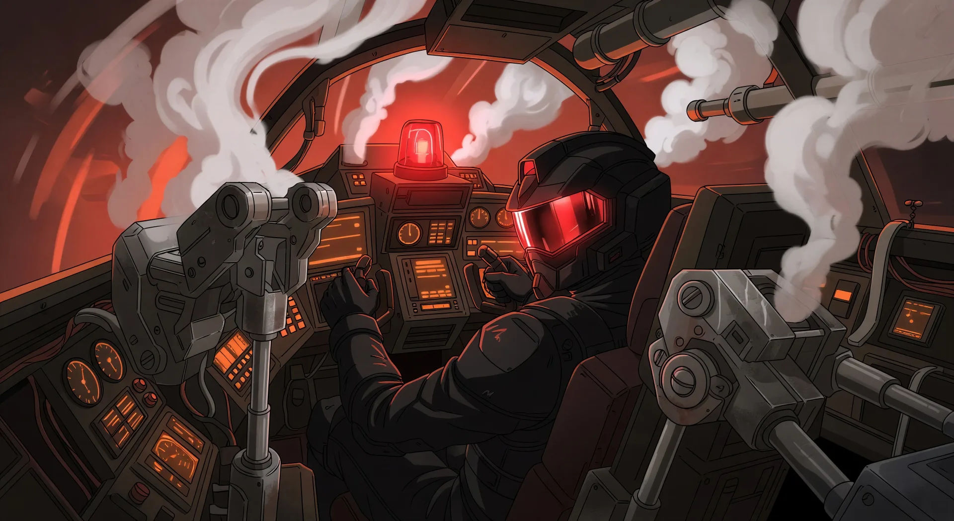 Cockpit launch sequence at dawn