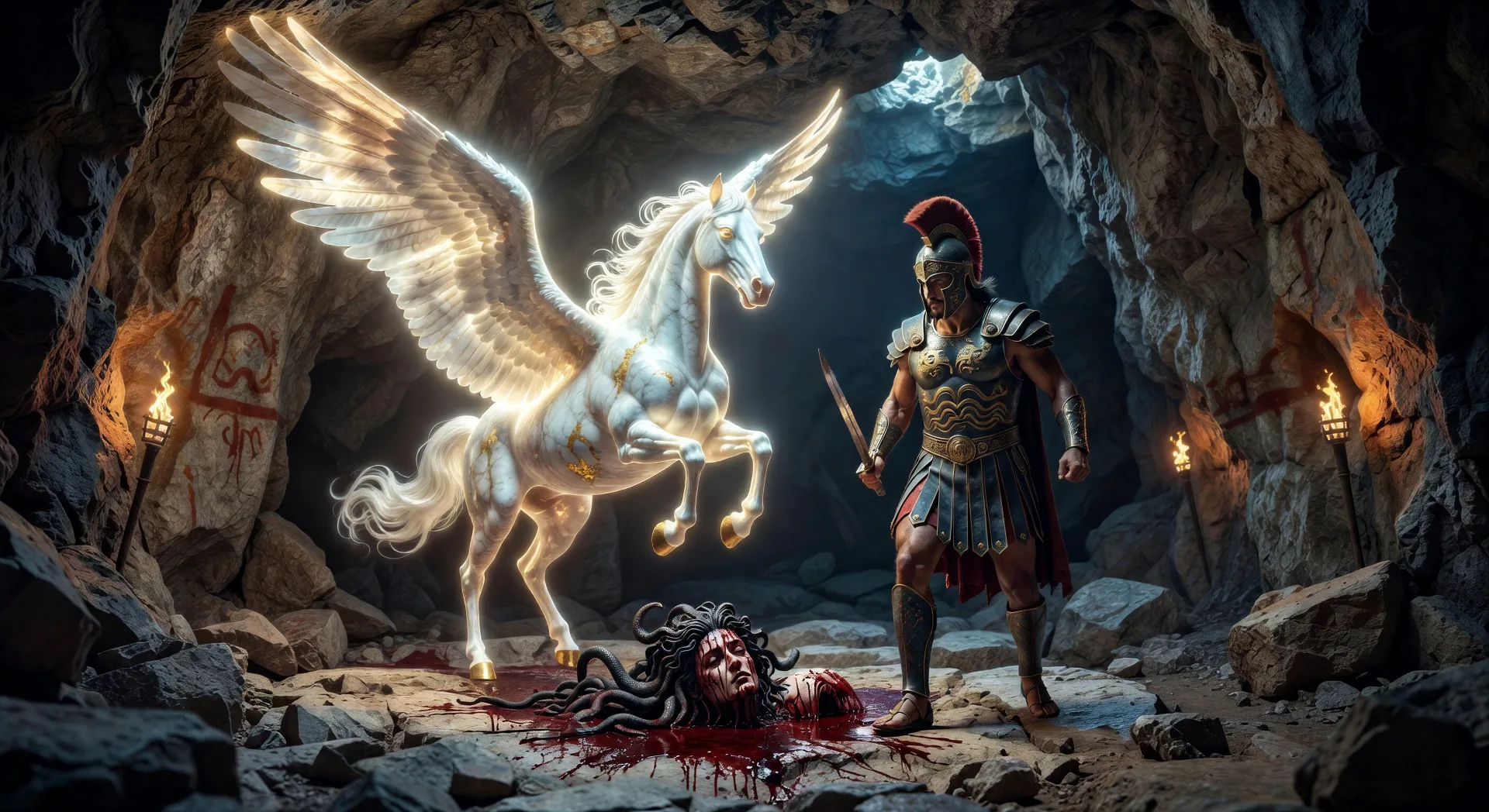 Pegasus springs from the blood
