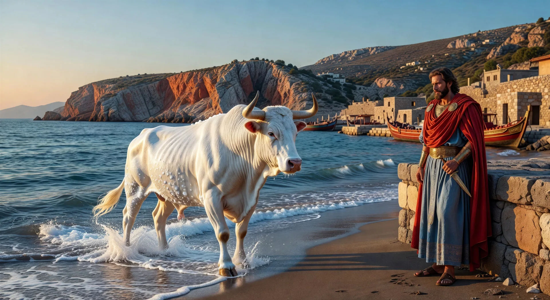 El toro blanco sale del mar