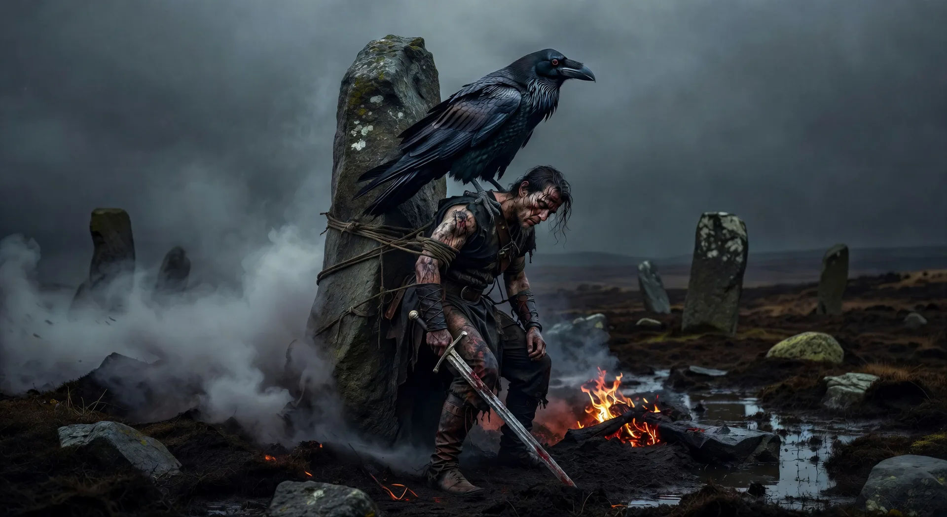 Raven on the pillar-stone
