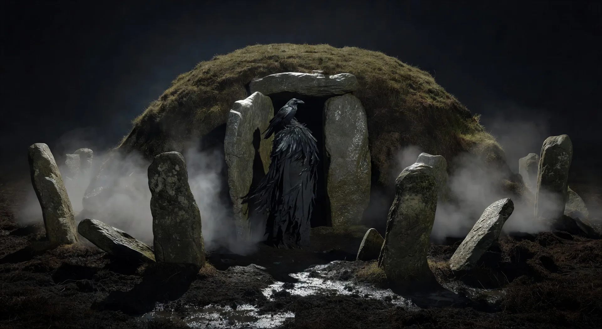 Sídhe mound at moonrise