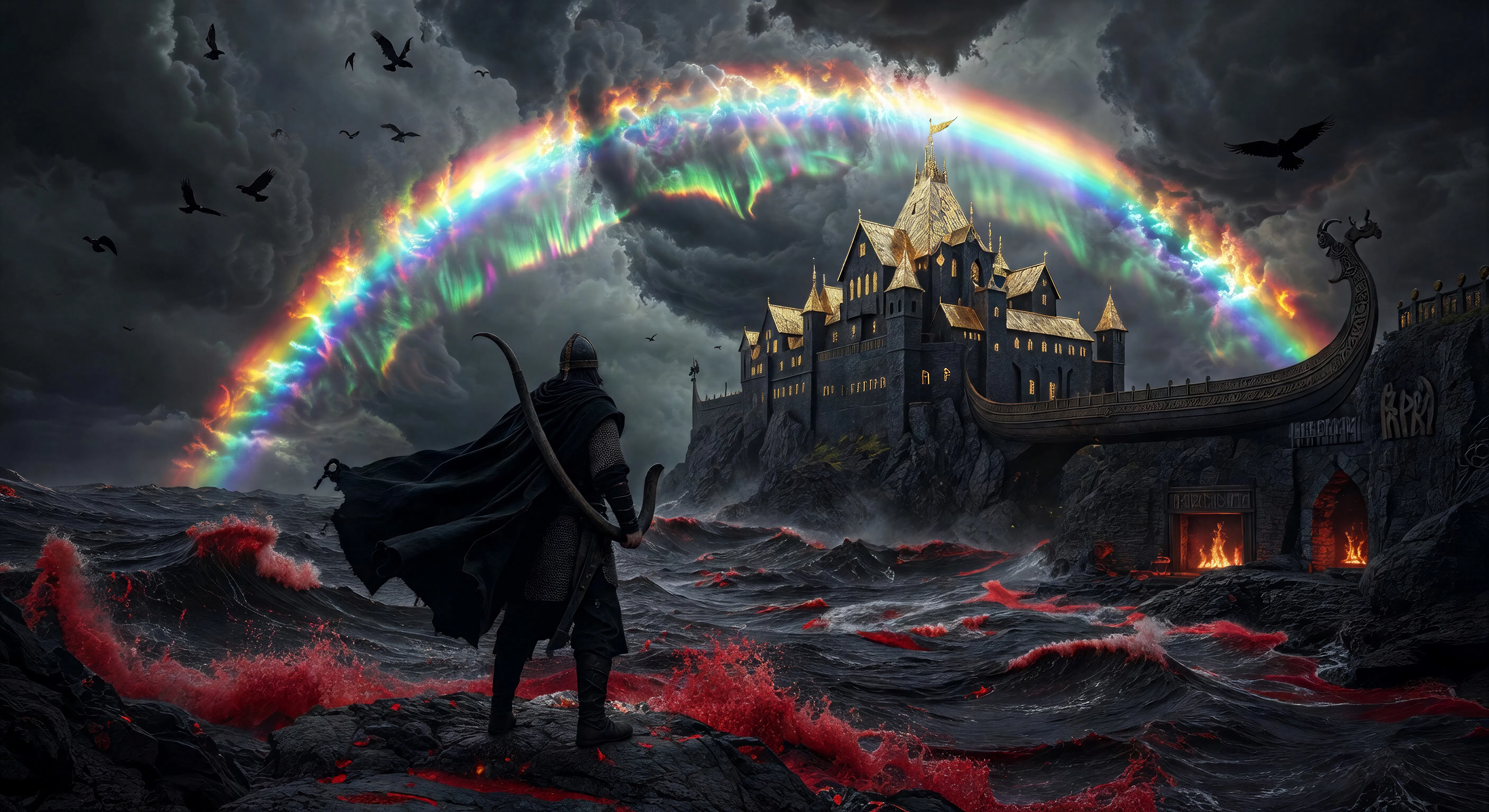 Bifrost across a storm sea
