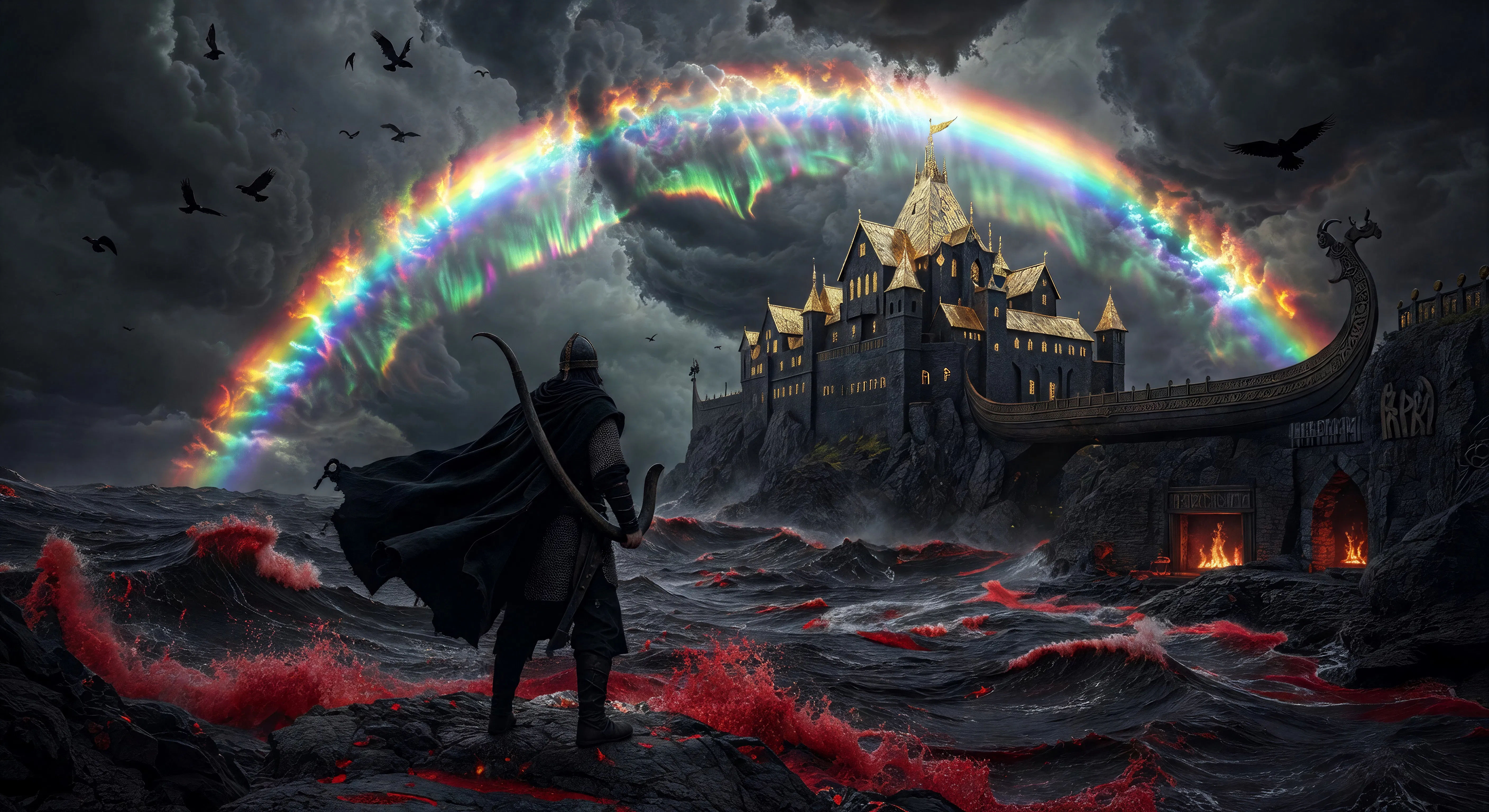 Bifrost across a storm sea