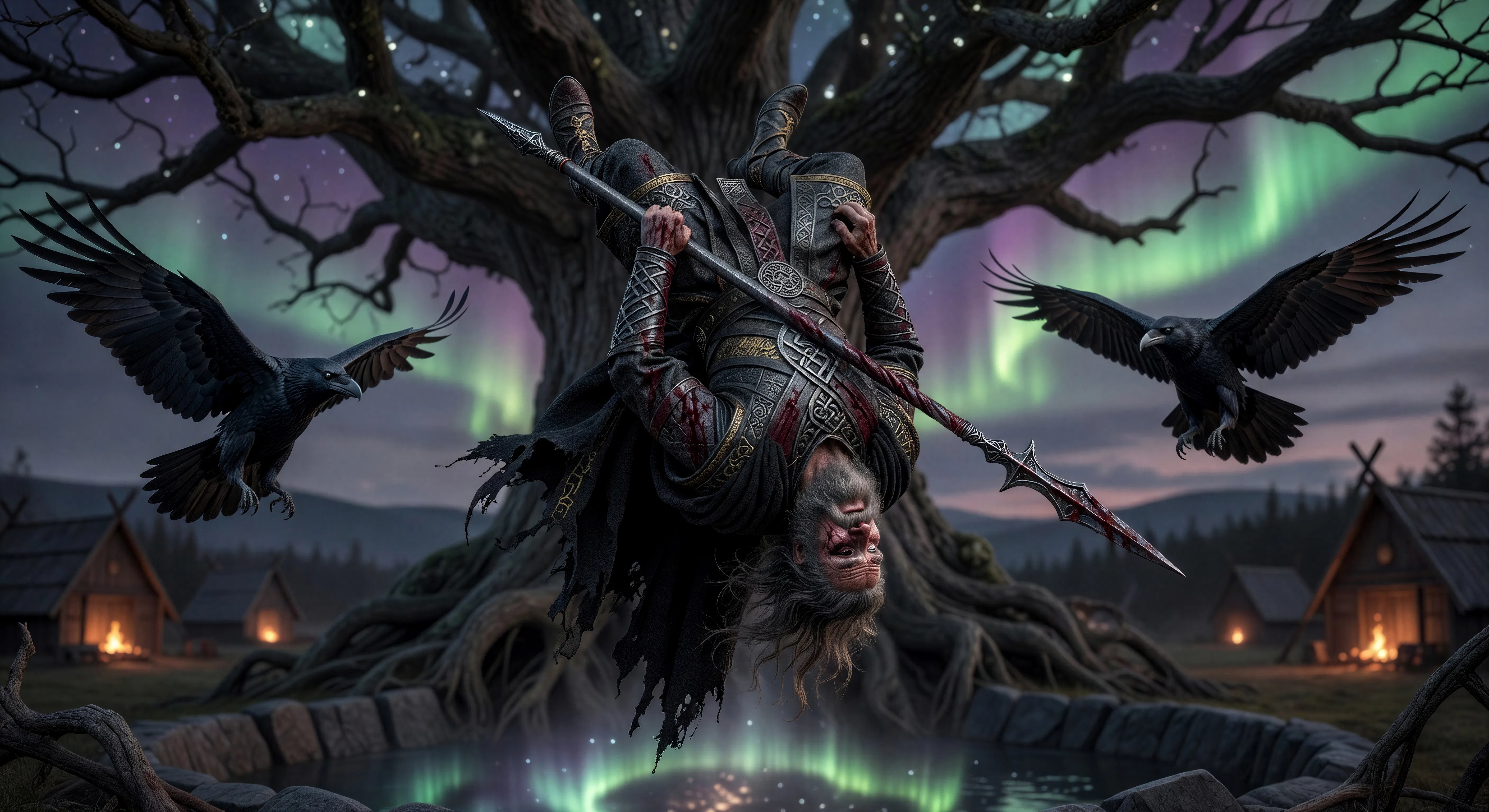 Odin hanging on Yggdrasil
