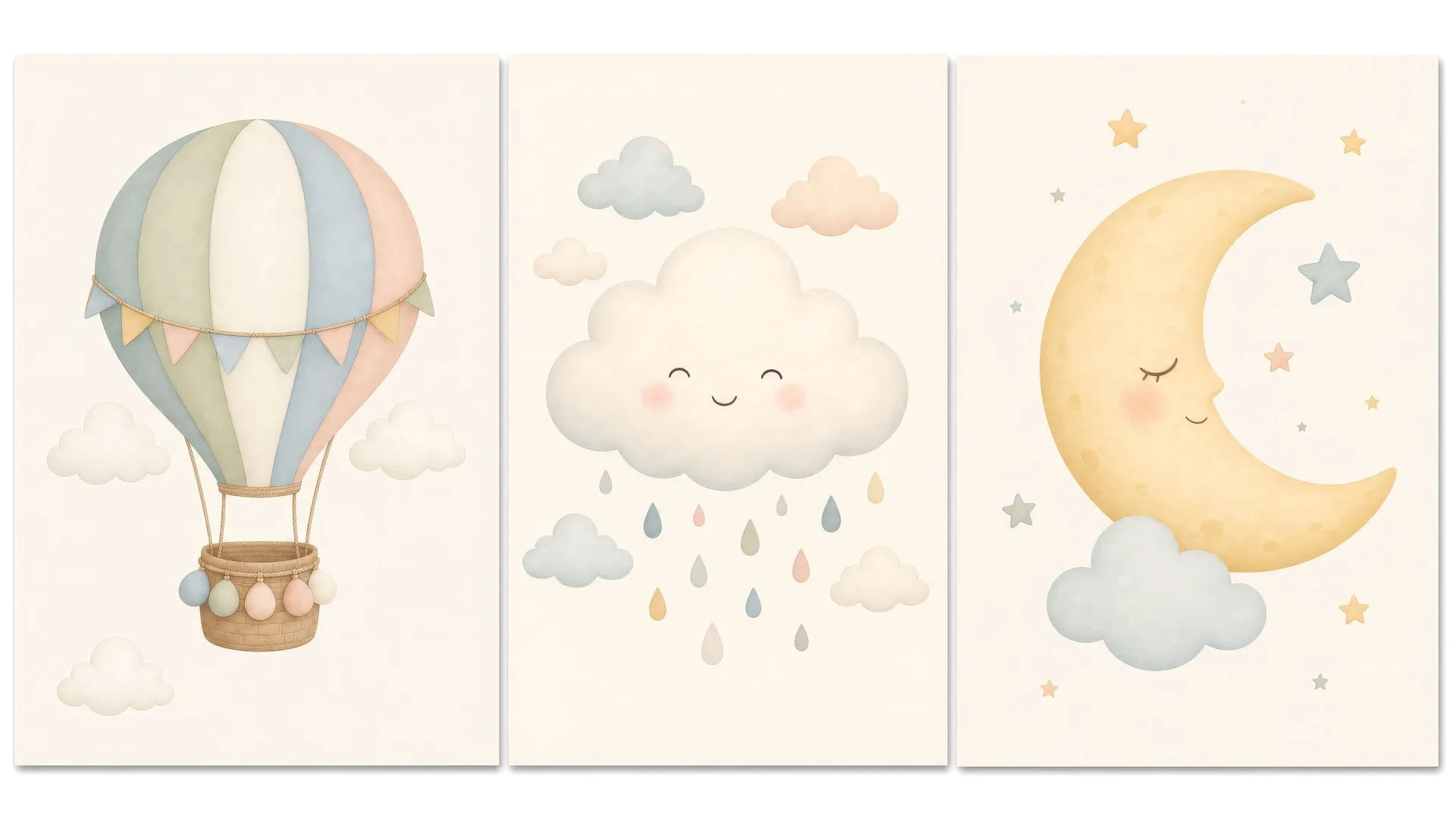 Balloon-and-cloud print set