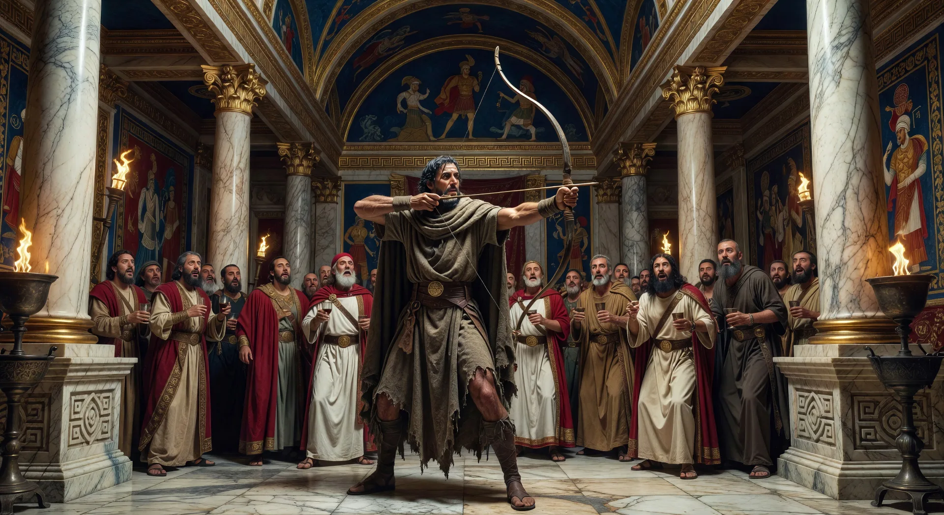 Odysseus draws the great bow