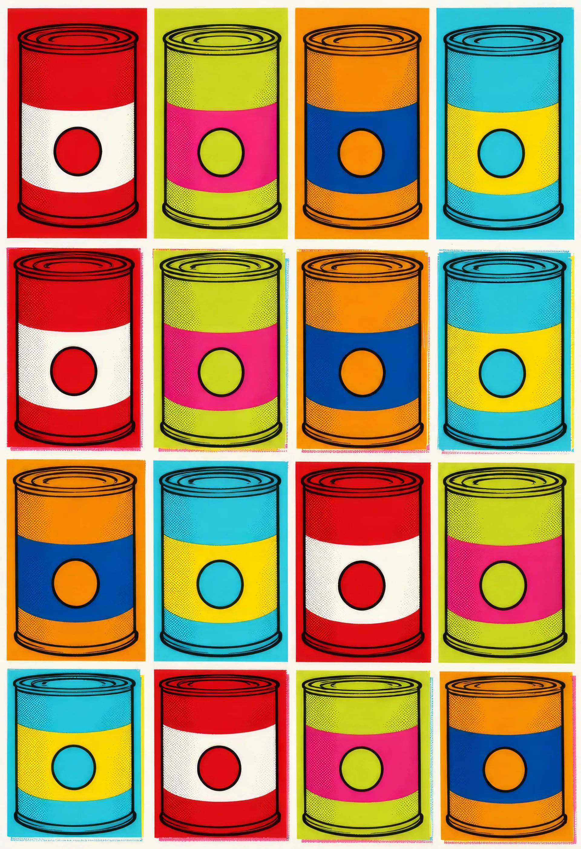 Silkscreen soup-can grid