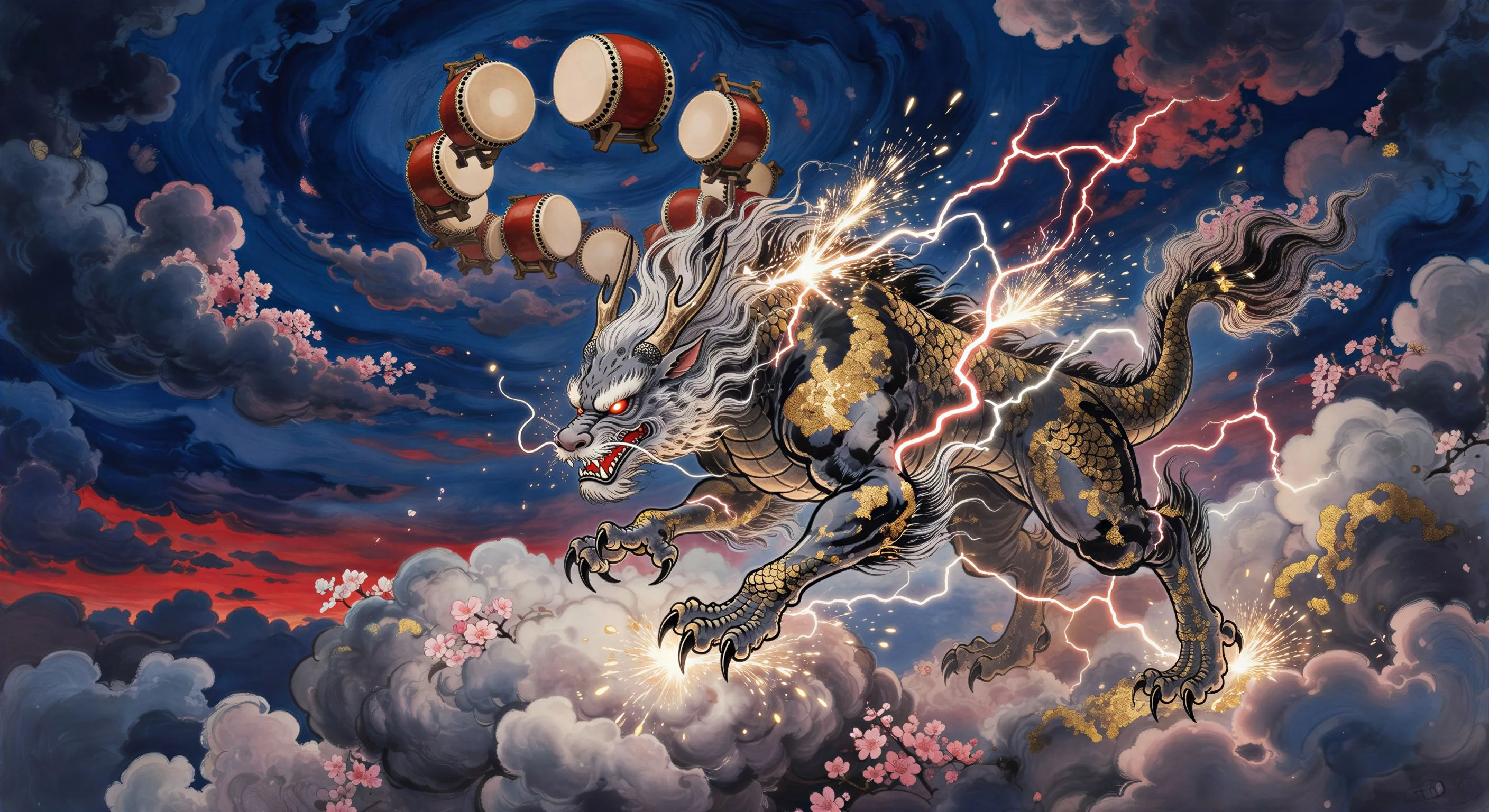 Raiju bondit dans la foudre