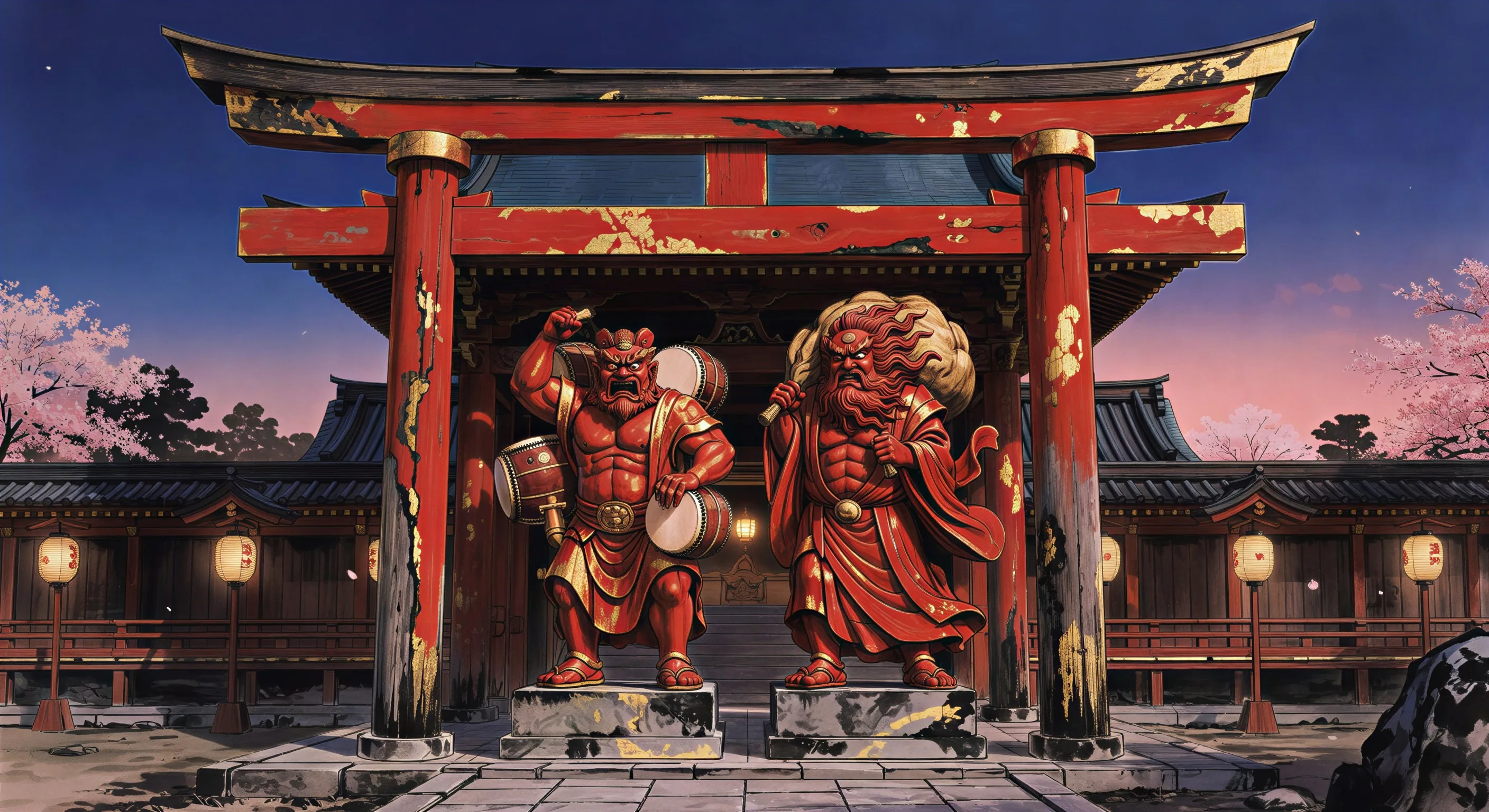 Raijin and Fujin on the temple gate