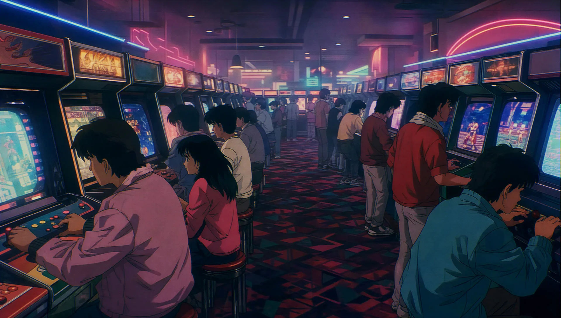 Neon arcade interior