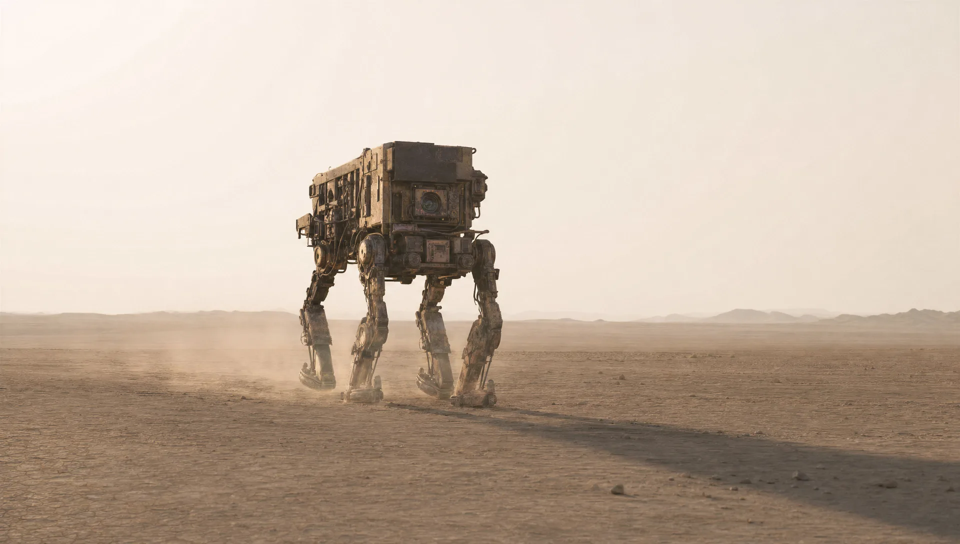 A lone robot in the wasteland
