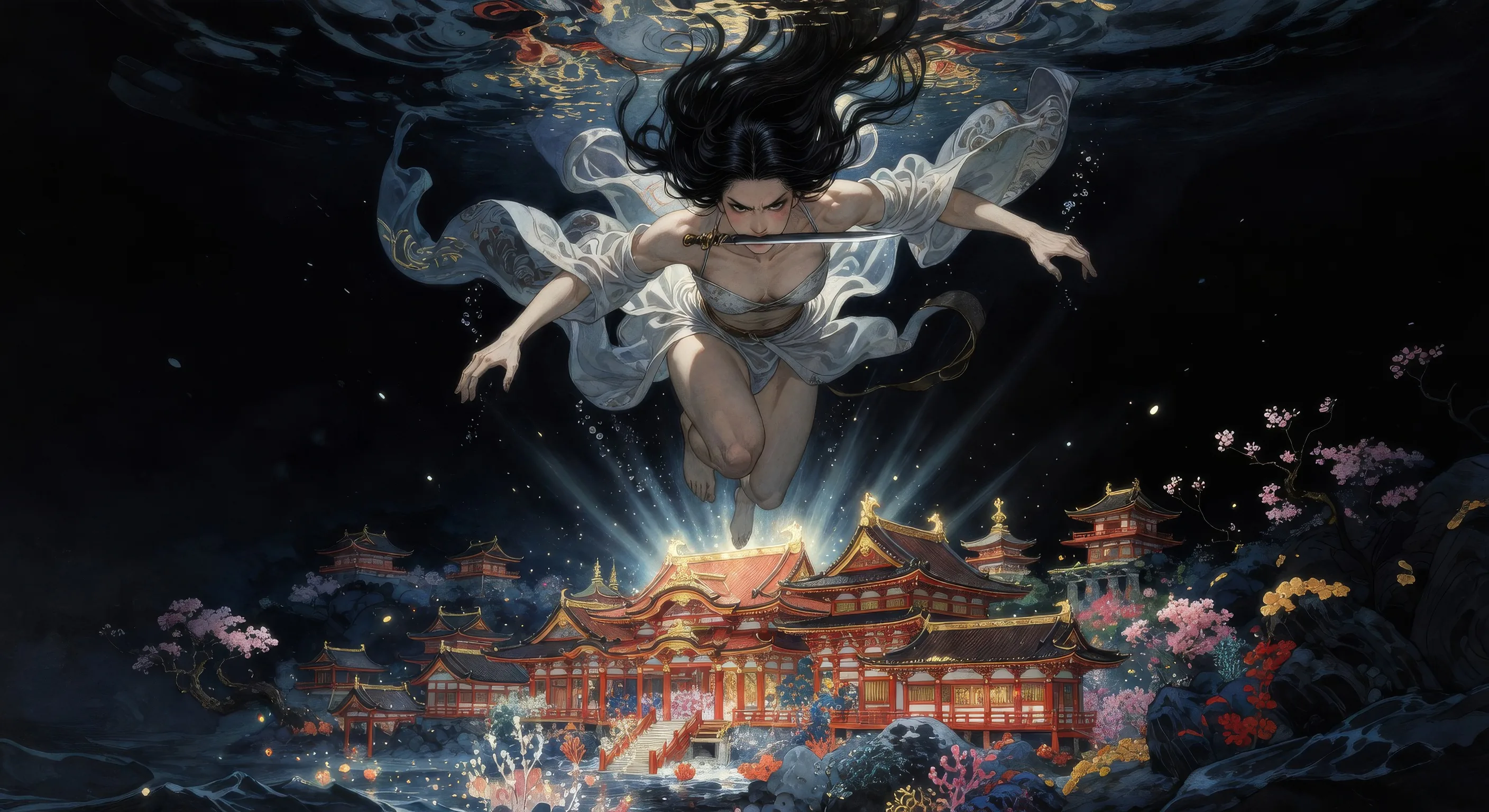 Tamatori-hime dives for the jewel