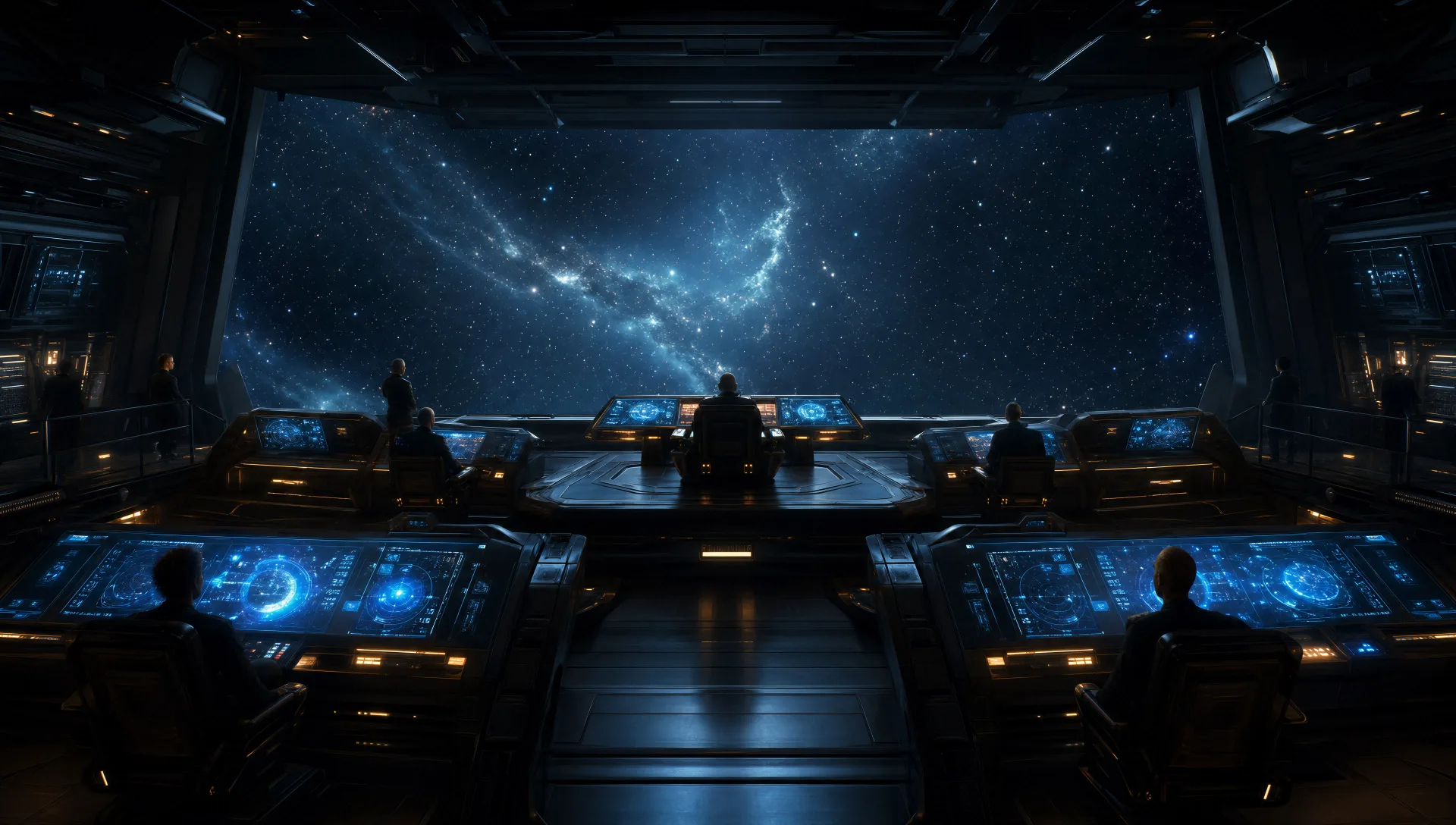 Starship bridge in console glow