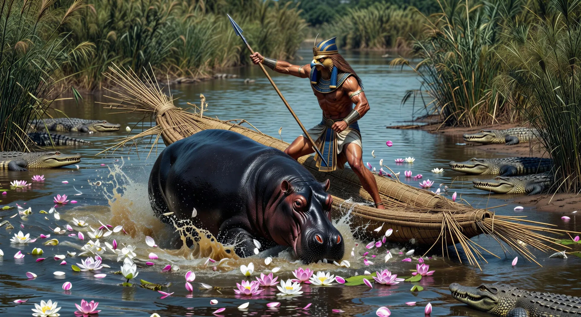 Horus harponne Set en hippopotame