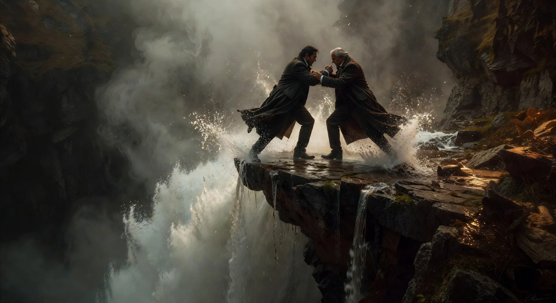 The duel at the Reichenbach Falls