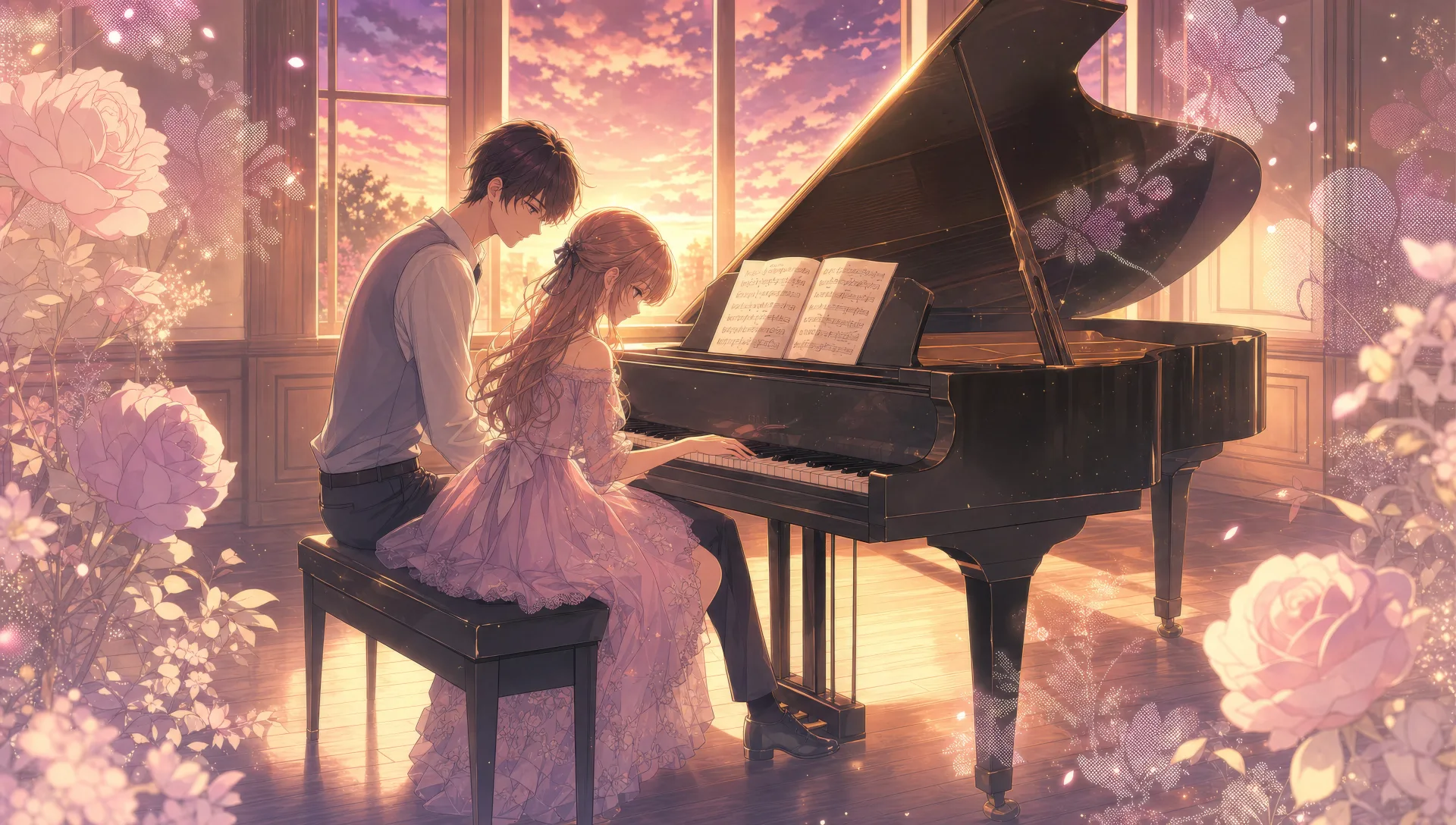 Music room at dusk