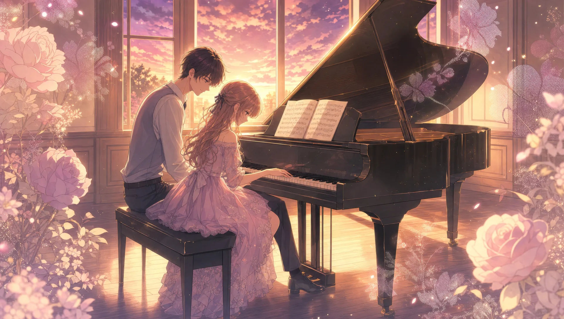 Music room at dusk