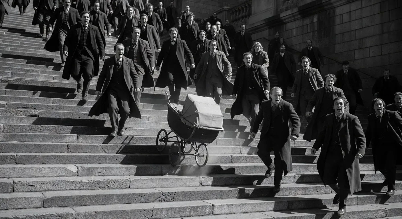 Montagem da escadaria de Odessa, de Eisenstein