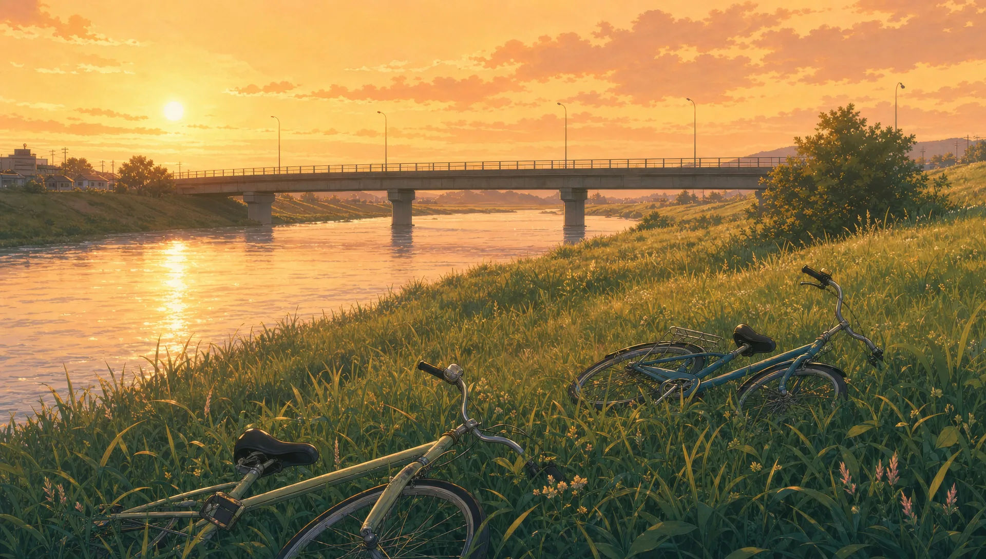 Riverbank at sunset