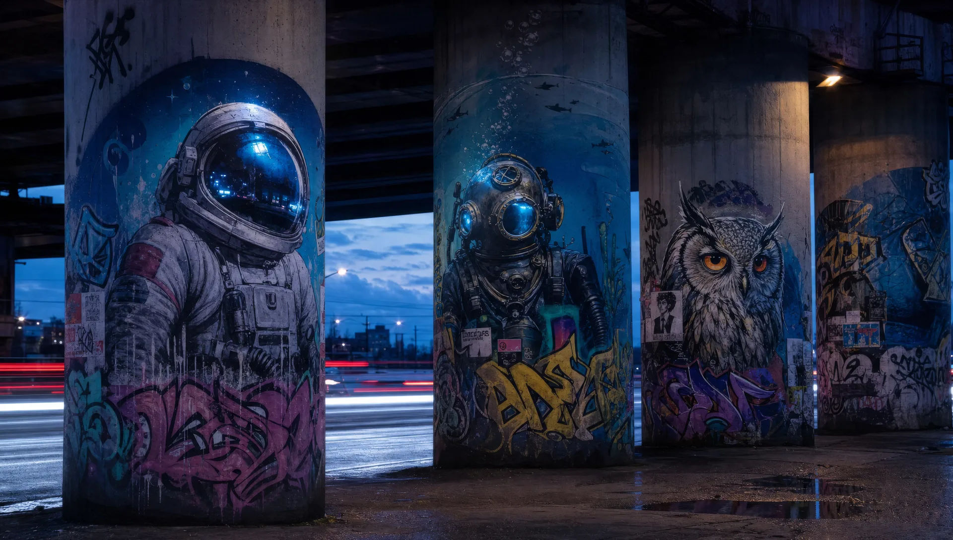 Concrete underpass pillar gallery