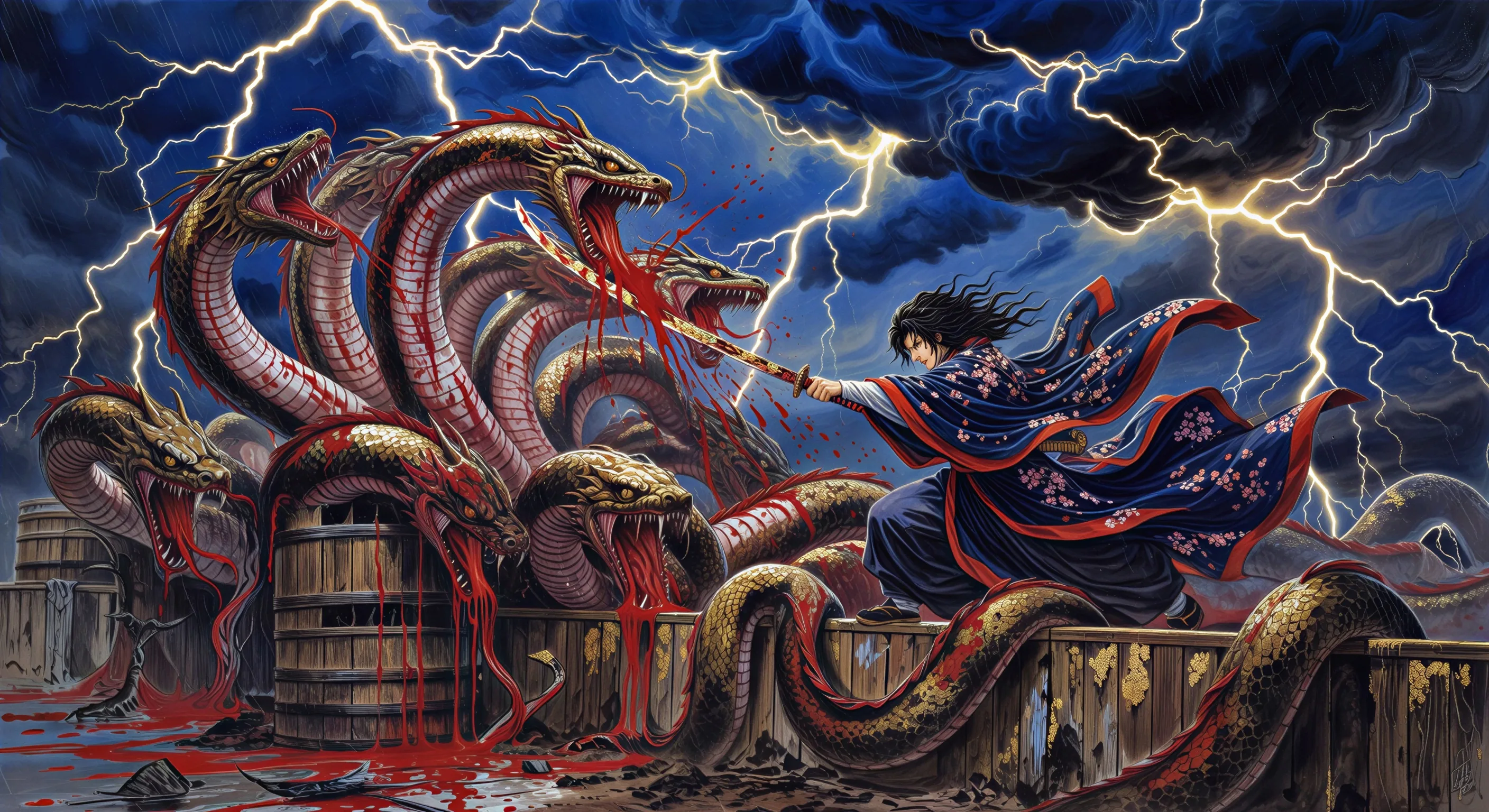 Susanoo strikes the serpent