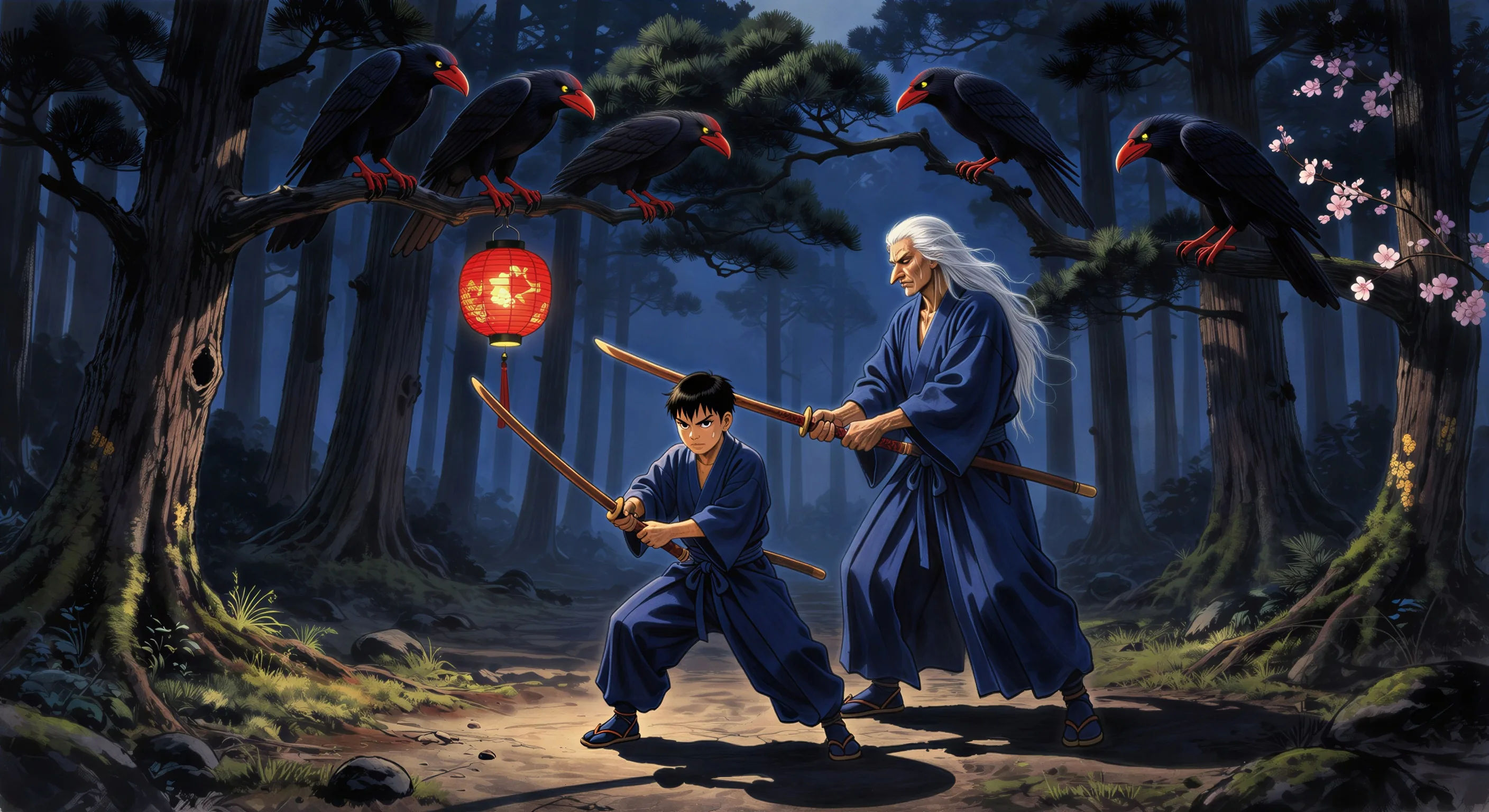 Sojobo trains young Yoshitsune
