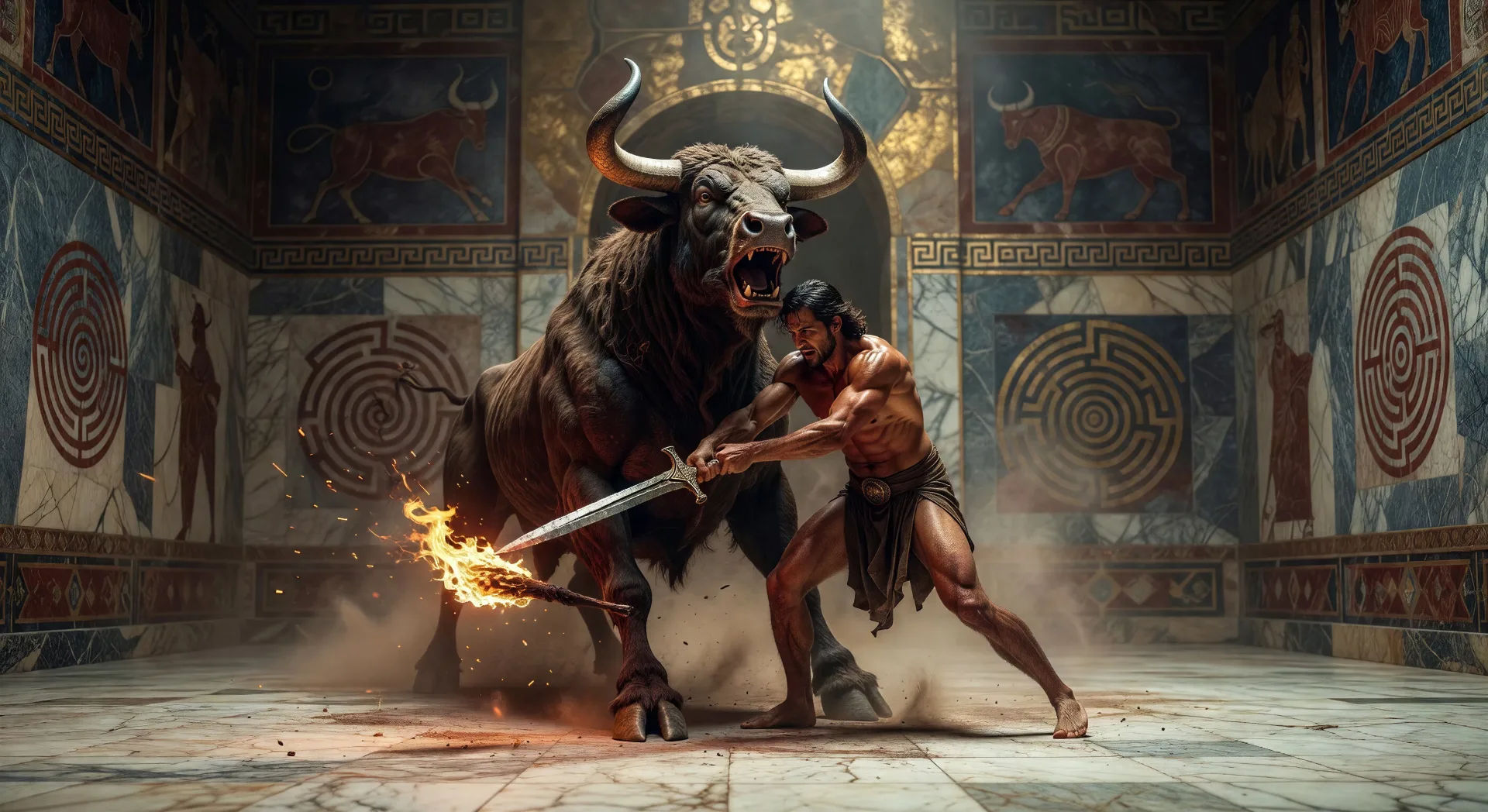 Theseus slays the Minotaur
