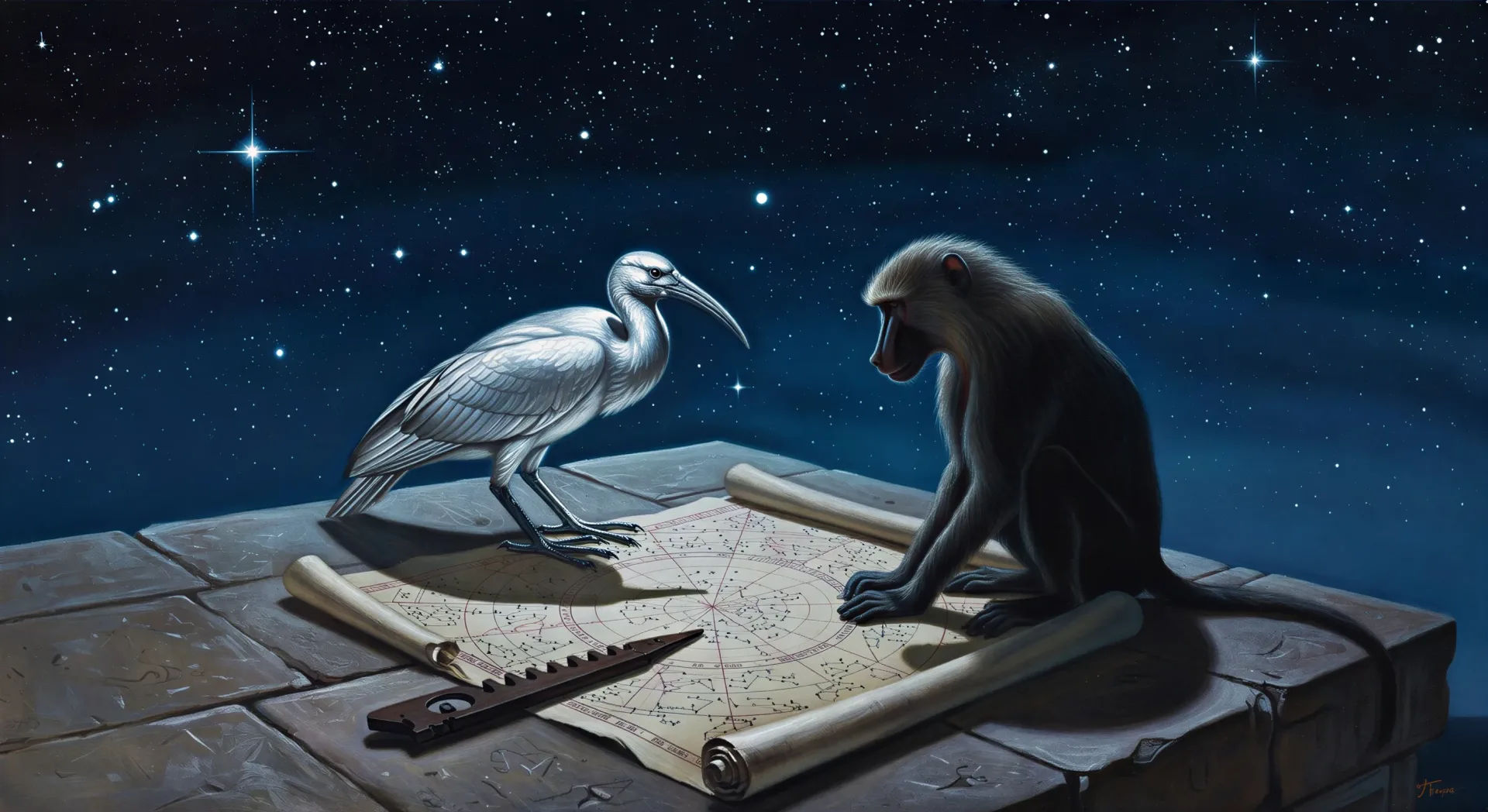Thoth measures the night