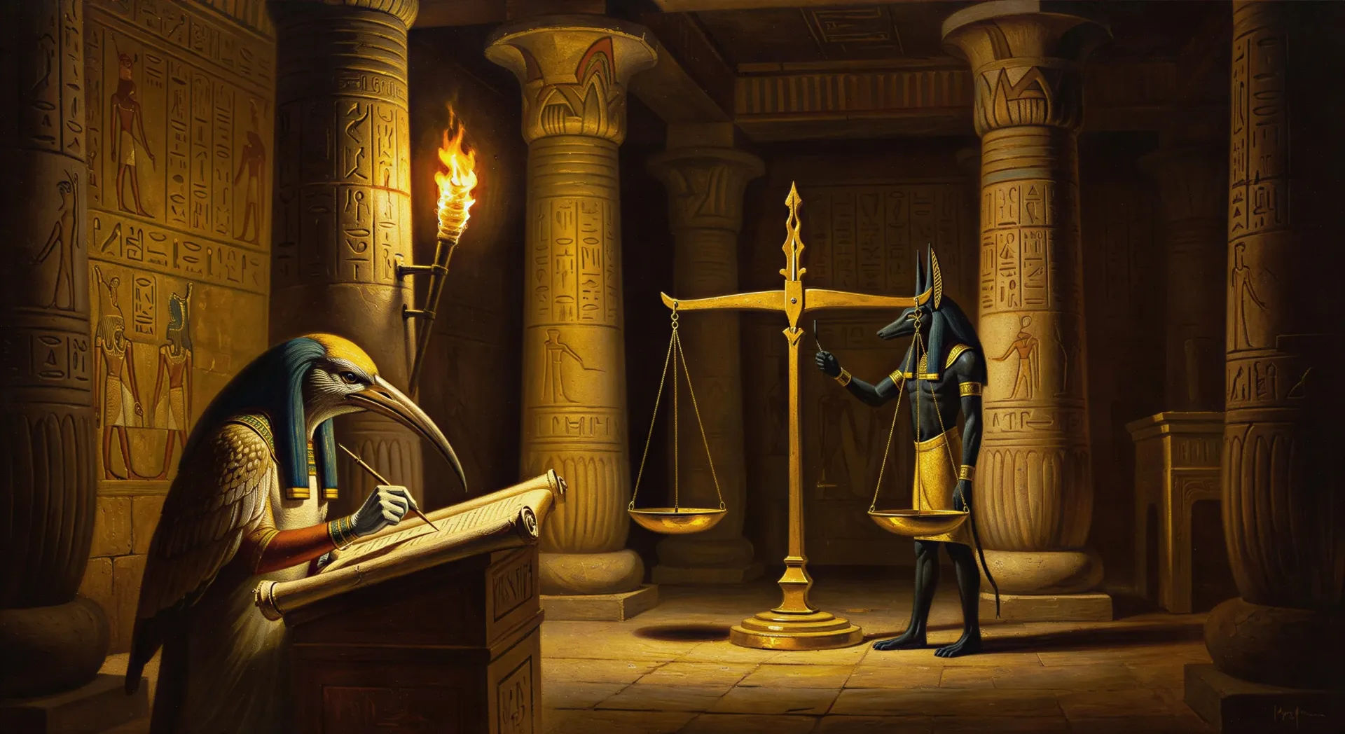 Thoth records the verdict at the great scale