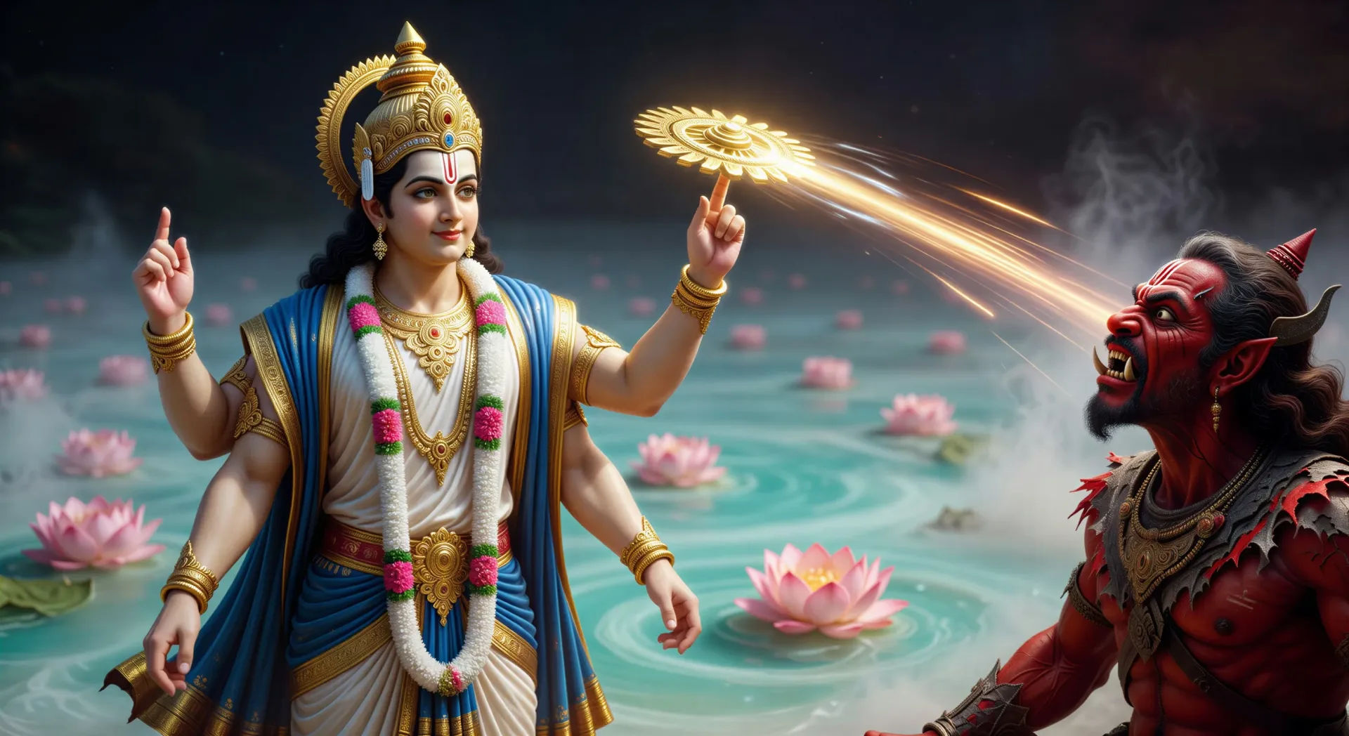 Vishnu launches the Sudarshan Chakra