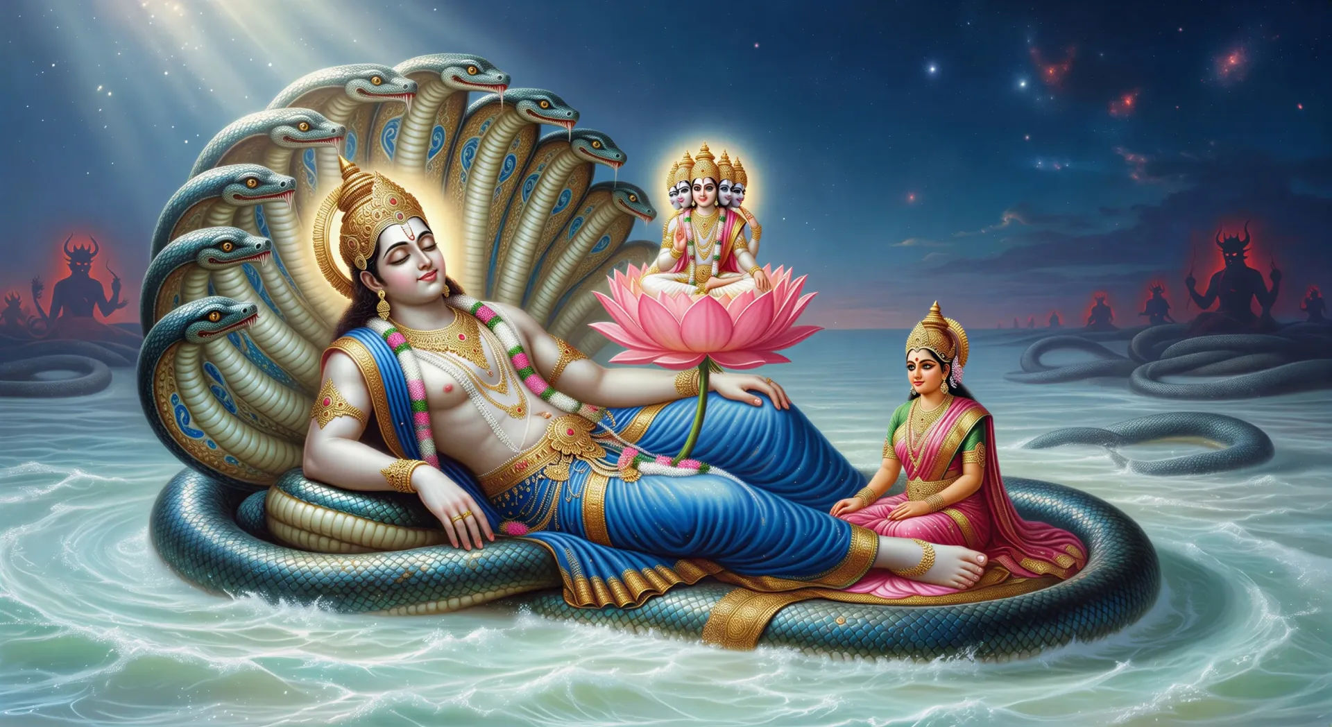 Vishnu recostado sobre Sheshanaga