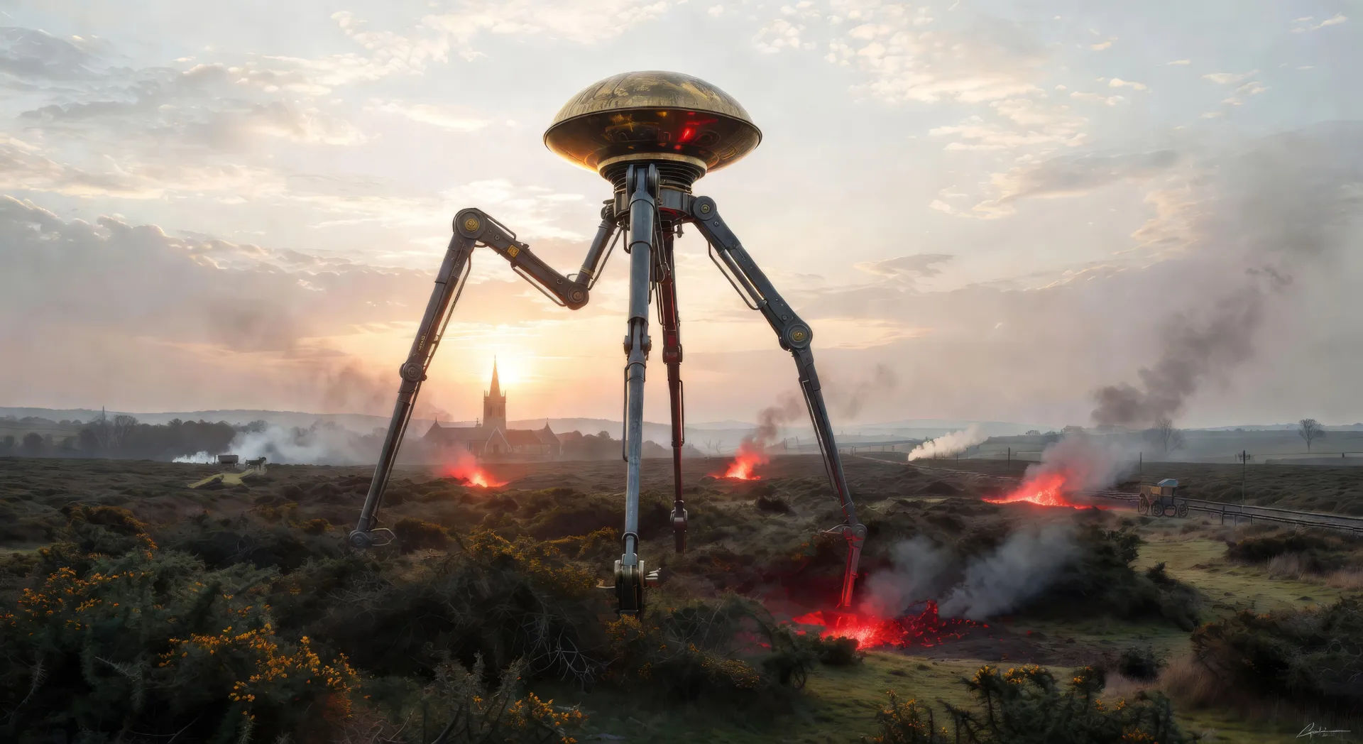The first tripod rises