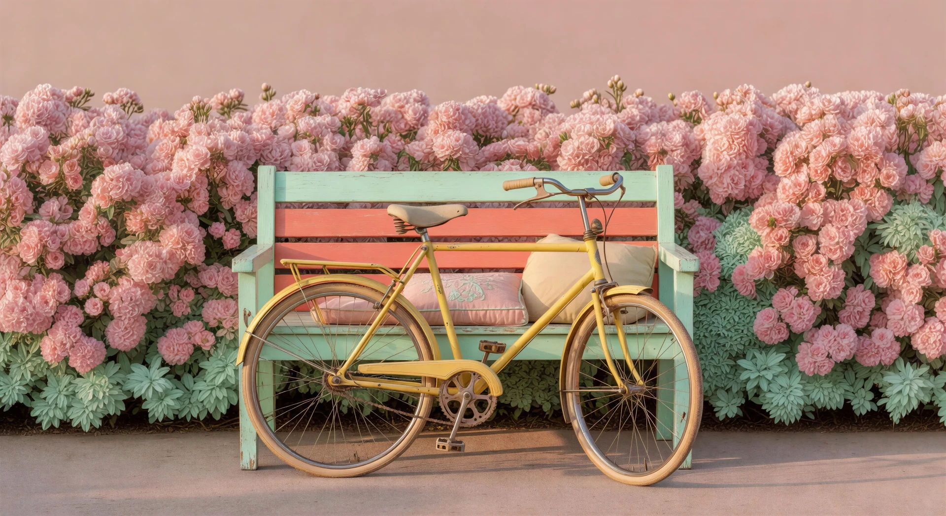 Gartenbank mit Fahrrad