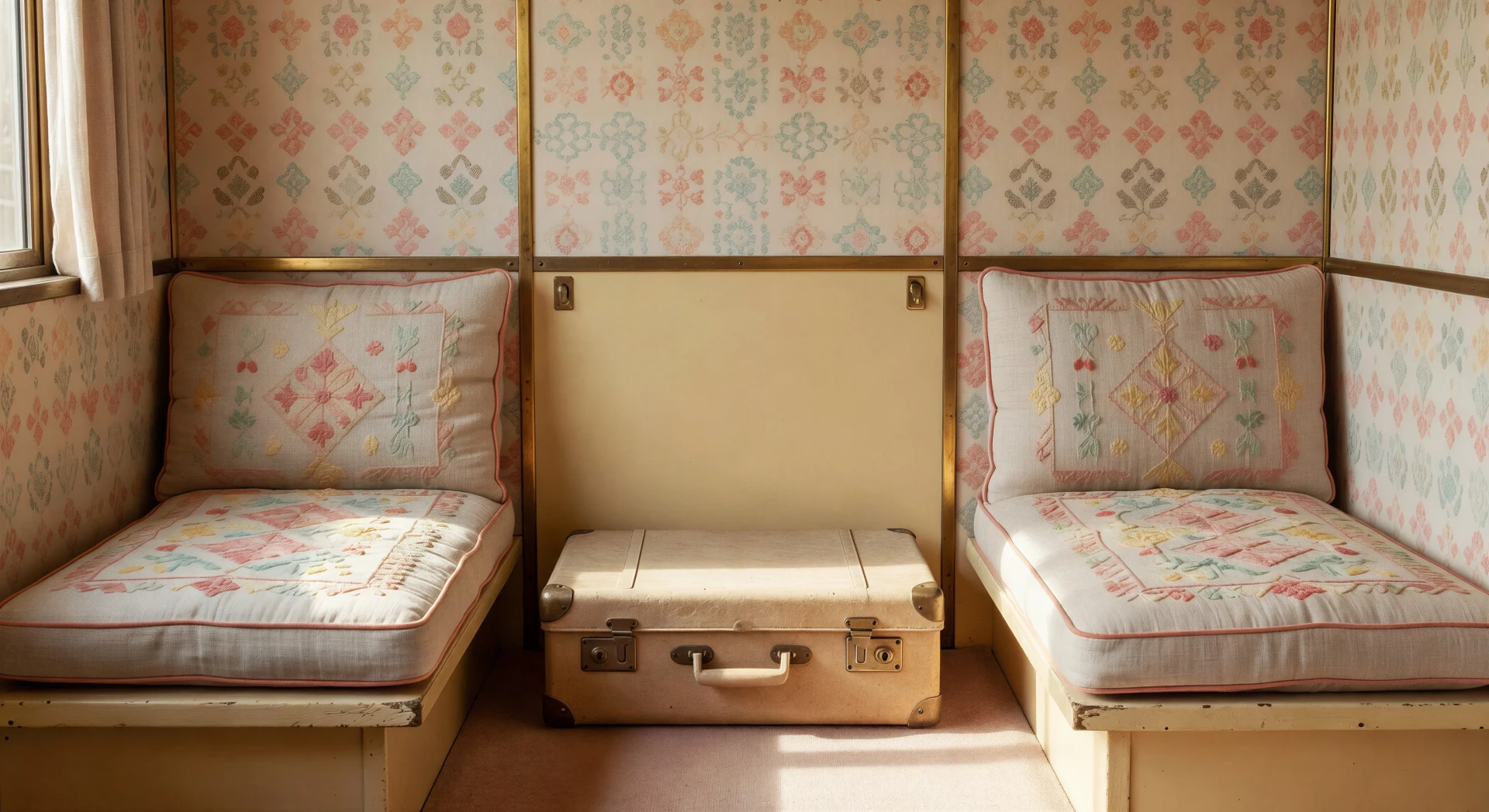 Train compartment with single suitcase