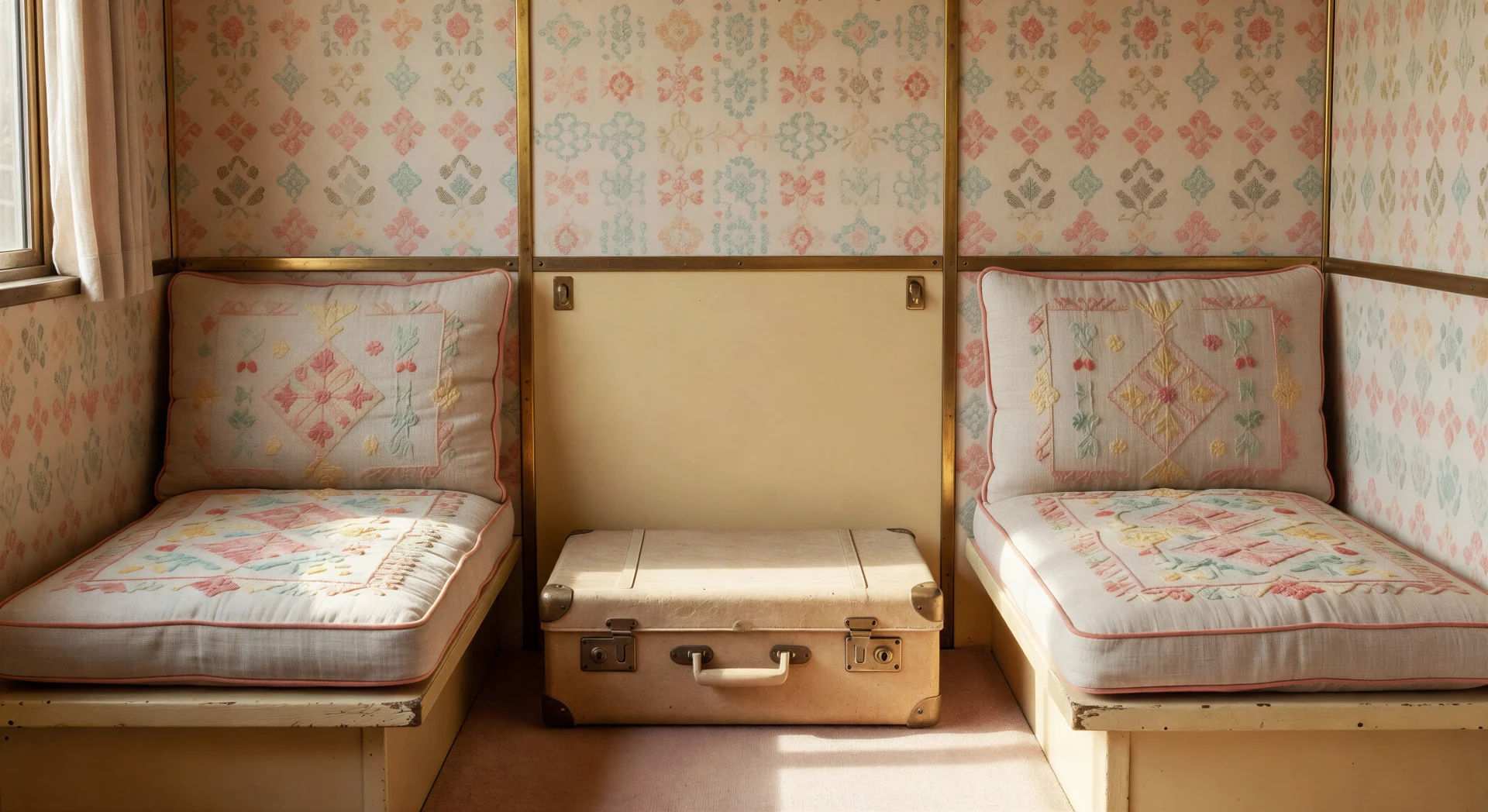Train compartment with single suitcase