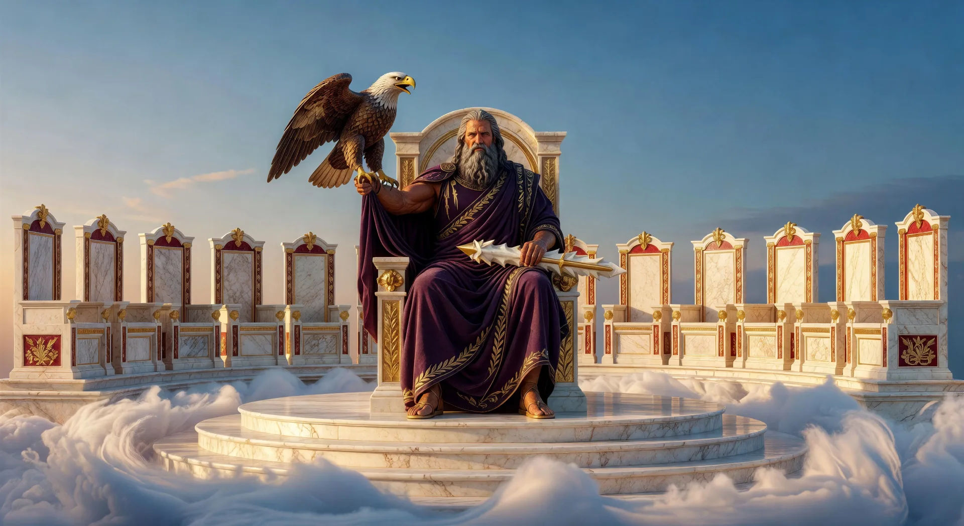 Zeus en el trono del Olimpo