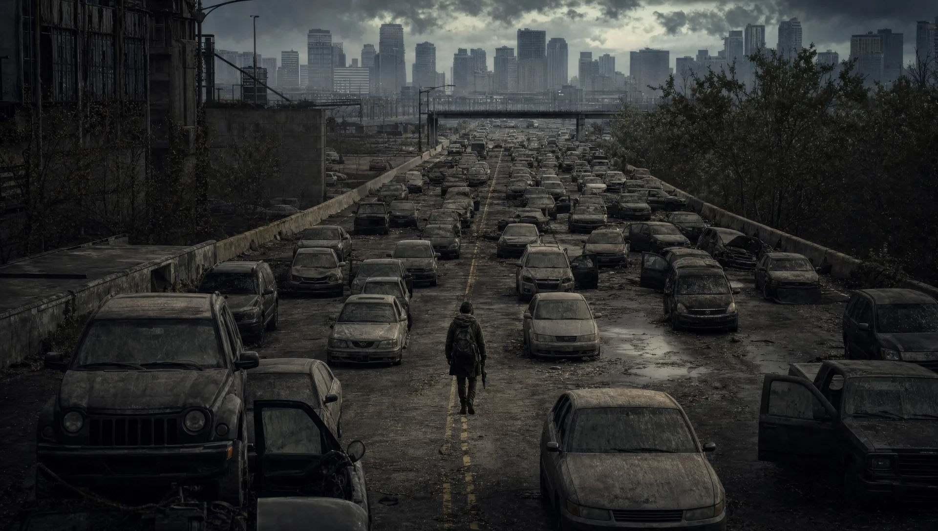 Rodovia de carros abandonados